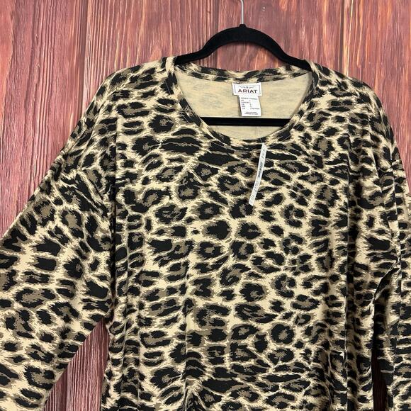 Ariat Women's Leopard Cheetah Print Long Sleeve Top Pullover Size Large NWT - Picture 3 of 4